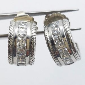 JUDITH RIPKA CZ Sterling Silver Pierced Earrings 7.7 grams 5/8”